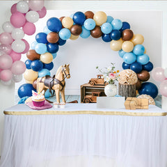 Lofaris Toile de fond pour baby shower garçon avec ballons bleus et jouets en bois, magnifique arrière-plan de photographie pour fête prénatale