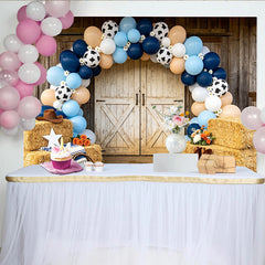 Lofaris Toile de fond pour baby shower ferme rustique avec ballons vache, décor de fête prénatale pour studio photo ambiance champêtre
