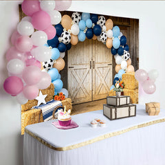 Lofaris Toile de fond pour baby shower ferme rustique avec ballons vache, décor de fête prénatale pour studio photo ambiance champêtre