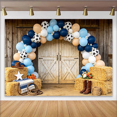 Lofaris Toile de fond pour baby shower ferme rustique avec ballons vache, décor de fête prénatale pour studio photo ambiance champêtre