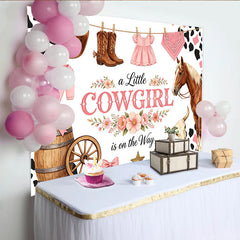 Lofaris Toile de fond rose cowgirl pour baby shower avec cheval et fleurs, magnifique décor de fête thème western pour studio photo
