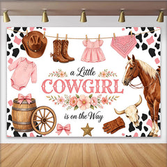 Lofaris Toile de fond rose cowgirl pour baby shower avec cheval et fleurs, magnifique décor de fête thème western pour studio photo