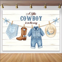 Lofaris Toile de fond pour baby shower cowboy avec vêtements et chapeau, arrière-plan western pour fête prénatale et studio photo