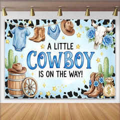 Lofaris Toile de fond pour baby shower cowboy avec imprimé vache et cactus, arrière-plan de photographie pour petit garçon
