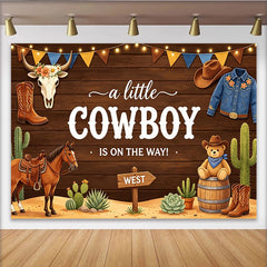 Lofaris Toile de fond pour baby shower cowboy thème western avec crâne de taureau, magnifique arrière-plan pour fête prénatale et séance photo