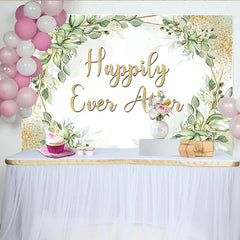 Lofaris Toile de fond de mariage eucalyptus et cadre doré géométrique, élégant arrière-plan pour célébration et séance photo