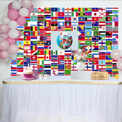 Lofaris Toile de fond de photographie drapeaux du monde avec globe terrestre, arrière-plan éducatif pour studio photo ou événement