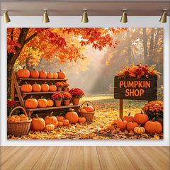 Lofaris Toile de fond de l'Action de grâce avec citrouilles et feuilles d'automne, arrière-plan rustique pour studio photo et fête de récolte
