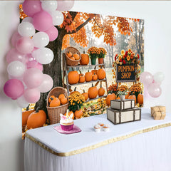 Lofaris Toile de fond d'automne avec citrouilles et feuilles colorées, magnifique arrière-plan pour photographie de récolte et fête