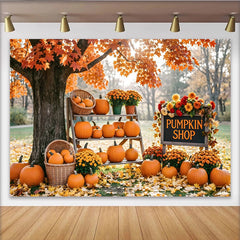 Lofaris Toile de fond d'automne avec citrouilles et feuilles colorées, magnifique arrière-plan pour photographie de récolte et fête
