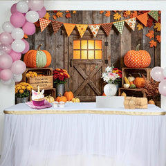 Lofaris Toile de fond de récolte d'automne rustique citrouilles feuilles, décor chaleureux pour célébration et studio photo