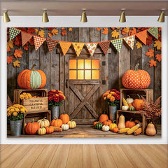 Lofaris Toile de fond de récolte d'automne rustique citrouilles feuilles, décor chaleureux pour célébration et studio photo