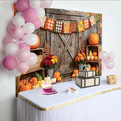 Lofaris Toile de fond de l'Action de grâce rustique avec citrouilles et feuilles, magnifique décor d'automne pour studio photo et célébration