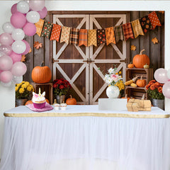 Lofaris Toile de fond d'automne rustique avec citrouilles et décor de ferme, superbe arrière-plan de récolte pour Thanksgiving ou studio photo