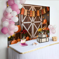 Lofaris Toile de fond d'automne rustique avec citrouilles et décor de ferme, superbe arrière-plan de récolte pour Thanksgiving ou studio photo
