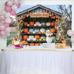 Lofaris Toile de fond d'automne cabane à citrouilles et feuilles colorées, décor de ferme saisonnier pour studio photo ou événement