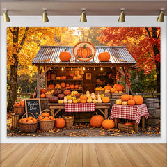 Lofaris Toile de fond d'automne avec citrouilles et marché rustique, arrière-plan de récolte pour photographie et décoration de saison
