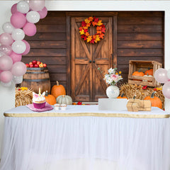 Lofaris Toile de fond de Thanksgiving rustique avec citrouilles et feuilles d'automne, magnifique décor pour la récolte et les fêtes de saison