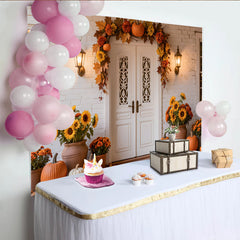 Lofaris Toile de fond d'automne avec citrouilles, feuilles d'érable et tournesols, décoration de saison pour Thanksgiving et Halloween