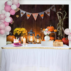 Lofaris Toile de fond d'automne rustique avec citrouilles et feuilles d'érable, magnifique arrière-plan pour décoration de fête de récolte