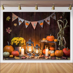 Lofaris Toile de fond d'automne rustique avec citrouilles et feuilles d'érable, magnifique arrière-plan pour décoration de fête de récolte