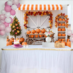 Lofaris Toile de fond d'automne rustique avec citrouilles et feuilles colorées, magnifique arrière-plan pour studio photo et décoration