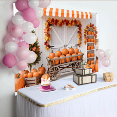 Lofaris Toile de fond d'automne rustique avec citrouilles et feuilles colorées, magnifique arrière-plan pour studio photo et décoration