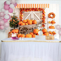 Lofaris Toile de fond rustique pour Thanksgiving avec citrouilles et feuilles d'automne, magnifique décor de récolte pour studio photo