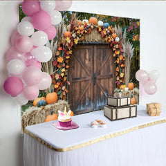 Lofaris Toile de fond d'automne rustique avec citrouilles et feuilles, décor de récolte pour studio photo et fête de Thanksgiving
