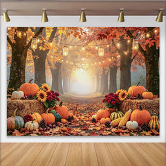Lofaris Toile de fond pour photographie automne avec citrouilles, décor de récolte rustique et chaleureux pour studio photo