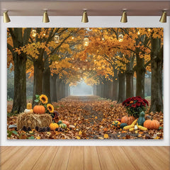 Découvrez Toile de fond de photographie automne avec citrouilles, arrière-plan de récolte rustique pour studio photo