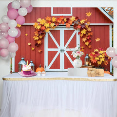 Lofaris Toile de fond automnale avec grange rouge et citrouilles, magnifique arrière-plan de Thanksgiving pour studio photo