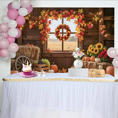 Lofaris Toile de fond de Thanksgiving rustique avec citrouilles, magnifique arrière-plan automnal pour studio photo