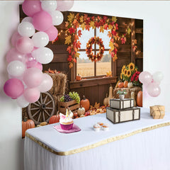 Lofaris Toile de fond de Thanksgiving rustique avec citrouilles, magnifique arrière-plan automnal pour studio photo