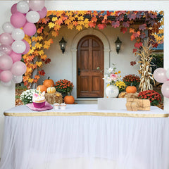 Lofaris Toile de fond automne avec citrouilles et feuilles colorees, magnifique arriere-plan de recolte pour studio photo