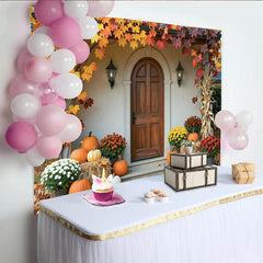 Lofaris Toile de fond automne avec citrouilles et feuilles colorees, magnifique arriere-plan de recolte pour studio photo