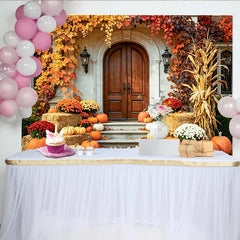 Lofaris Toile de fond de photographie automne avec citrouilles, magnifique arrière-plan de récolte pour studio photo