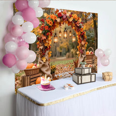 Lofaris Toile de fond automnale avec citrouilles et lanternes, magnifique décor de récolte pour séance photo de fête