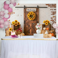 Lofaris Toile de fond Thanksgiving avec citrouilles et tournesols, décor rustique automnal pour studio photo