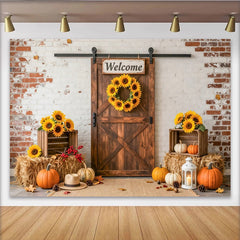 Lofaris Toile de fond Thanksgiving avec citrouilles et tournesols, décor rustique automnal pour studio photo