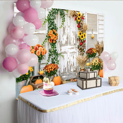 Découvrez Toile de fond de photographie automne avec citrouilles, magnifique décor rustique de récolte pour studio photo