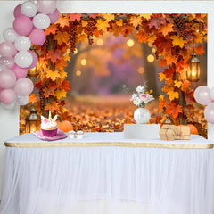 Lofaris Toile de fond automne avec citrouilles et lanternes, magnifique arriere-plan de foret pour studio photo