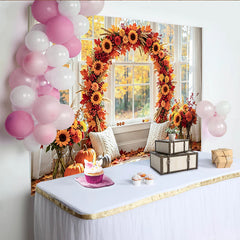 Lofaris Toile de fond automne avec citrouilles et tournesols, arrière-plan de photographie de Thanksgiving pour studio photo