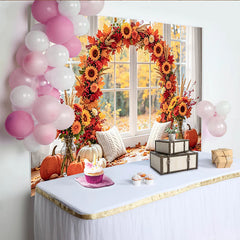 Lofaris Toile de fond de photographie automne avec citrouilles, magnifique décor de fenêtre pour studio photo