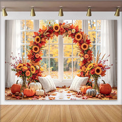 Lofaris Toile de fond de photographie automne avec citrouilles, magnifique décor de fenêtre pour studio photo