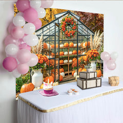Lofaris Toile de fond de photographie automnale avec citrouilles, bel arrière-plan de serre rustique pour studio de photo