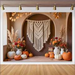 Lofaris Toile de fond de Thanksgiving bohème avec citrouilles, magnifique arrière-plan pour automne et studio photo
