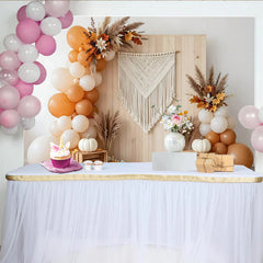 Lofaris Toile de fond d'automne avec citrouilles et ballons crème et orange, élégant arrière-plan de studio pour portrait et décoration