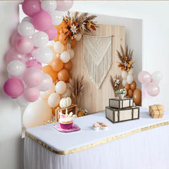 Lofaris Toile de fond d'automne avec citrouilles et ballons crème et orange, élégant arrière-plan de studio pour portrait et décoration