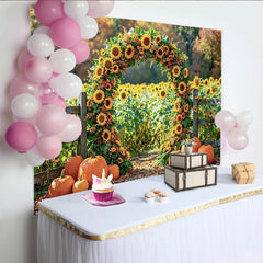 Lofaris Toile de fond de photographie automne avec tournesols, décor de citrouilles rustique pour studio photo